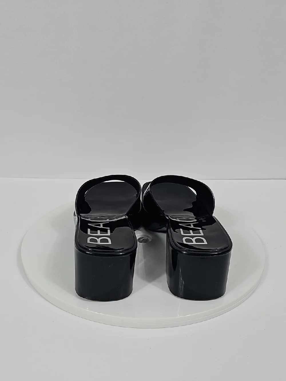 NIB Beach By Matisse Wade Platform Slide Sandals Block Heel Square Toe Black 7